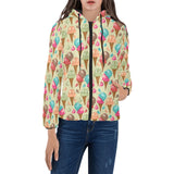 Colorful ice cream pattern Women's Padded Hooded Jacket