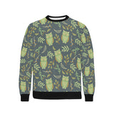 Cute owls leaves pattern Men's Crew Neck Sweatshirt