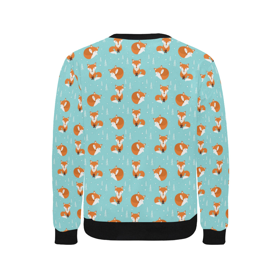 Fox pattern blue b ackground Men's Crew Neck Sweatshirt