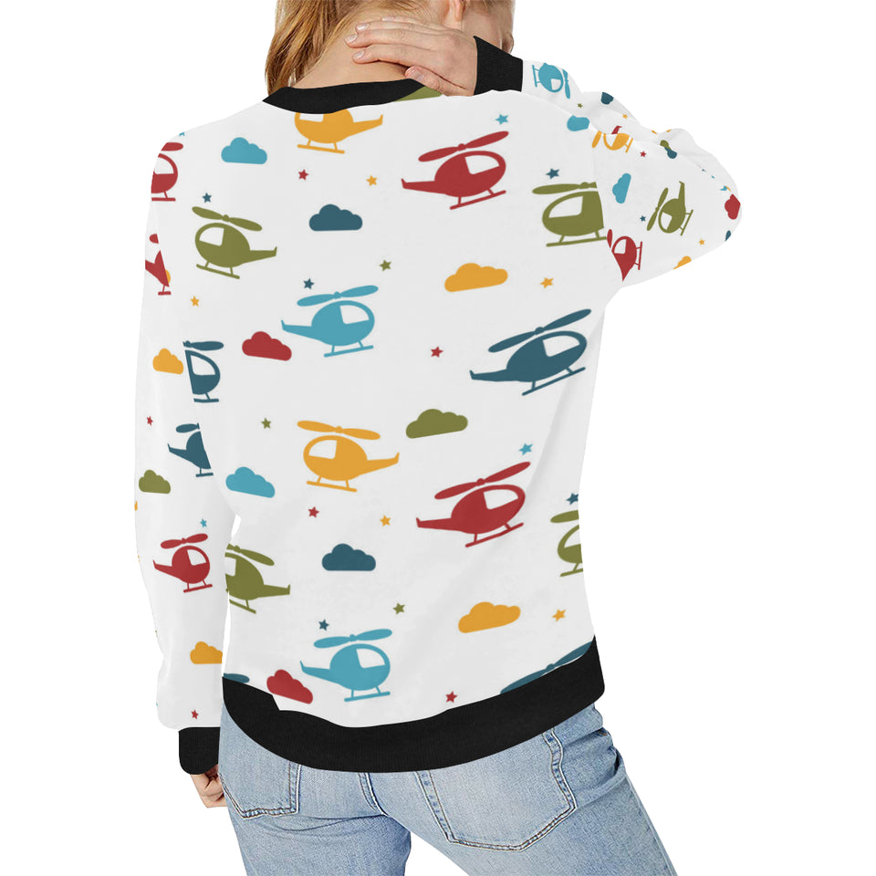 Colorful helicopter pattern Women's Crew Neck Sweatshirt