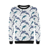 Dolphins pattern dotted background Women's Crew Neck Sweatshirt