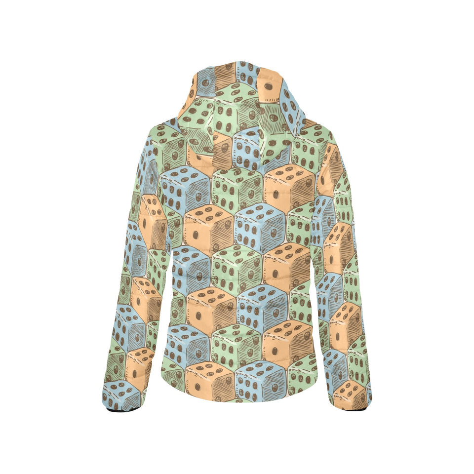 Dice Pattern Print Design 05 Women's Padded Hooded Jacket