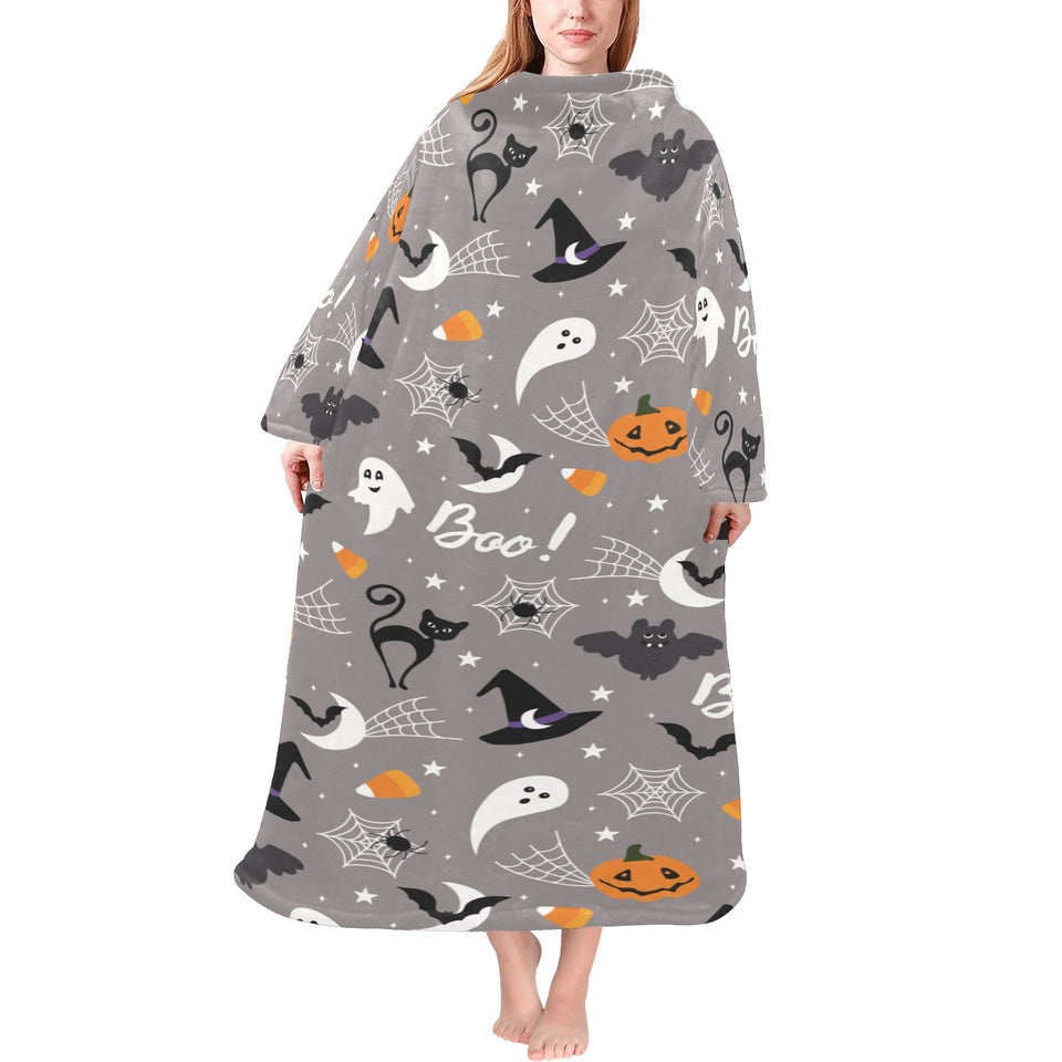 Halloween design pattern Blanket Robe with Sleeves