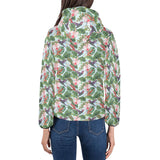 Hummingbird Pattern Print Design 05 Women's Padded Hooded Jacket
