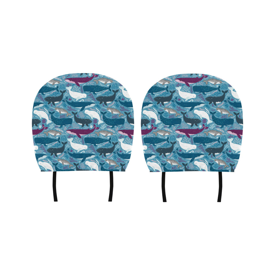 Whale design pattern Car Headrest Cover