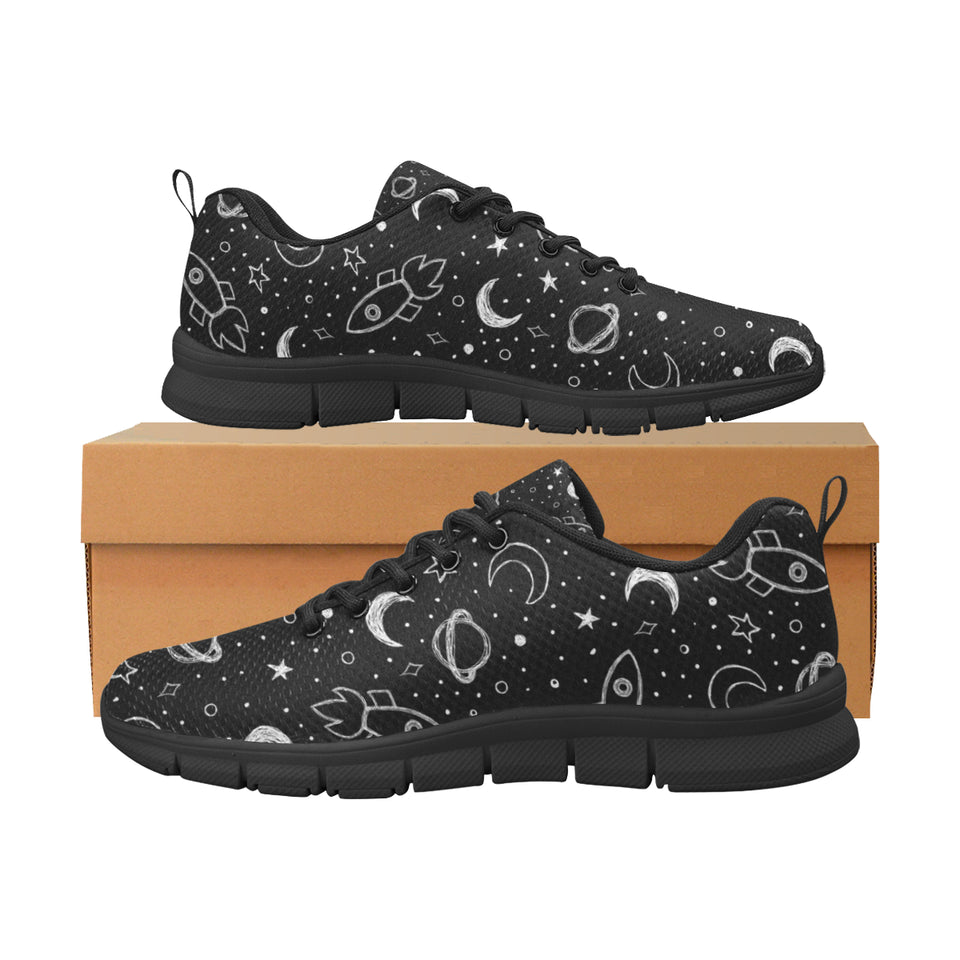 Hand drawn space rocket star planet Women's Sneaker Shoes