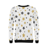hand drawn gold black star pattern Women's Crew Neck Sweatshirt