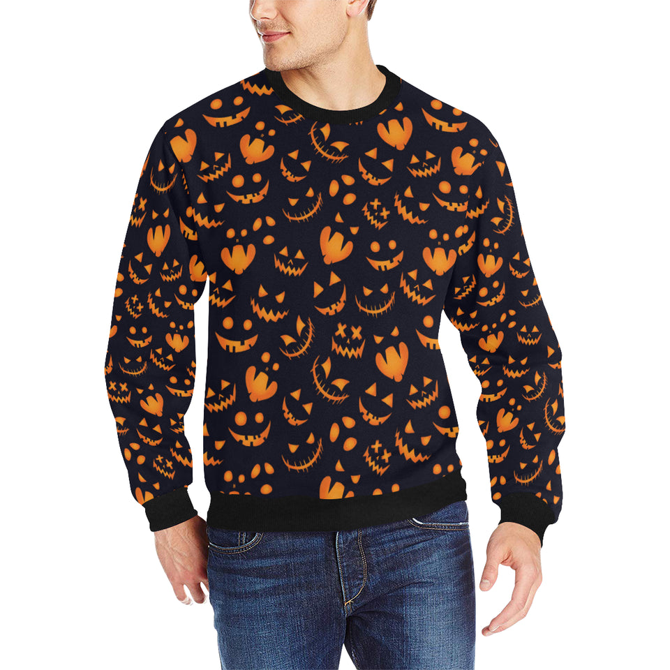 Halloween pattern Pumpkin background Men's Crew Neck Sweatshirt