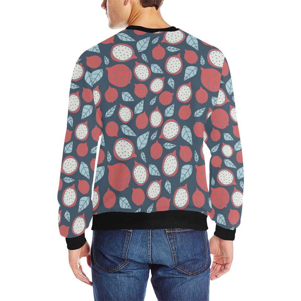 dragon fruits dark blue background Men's Crew Neck Sweatshirt