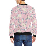 Japanese crane rose pattern Men's Crew Neck Sweatshirt
