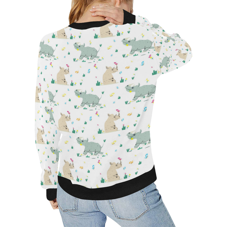Cute Rhino pattern Women's Crew Neck Sweatshirt