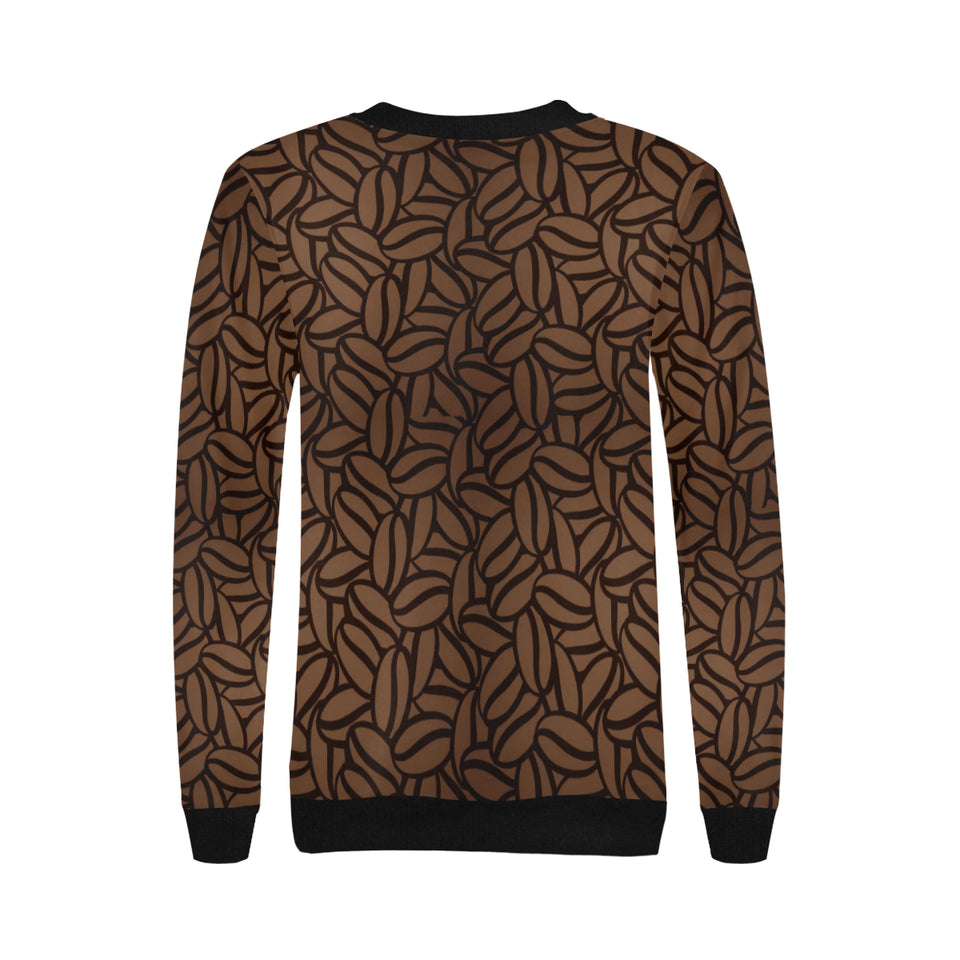 coffee bean pattern Women's Crew Neck Sweatshirt
