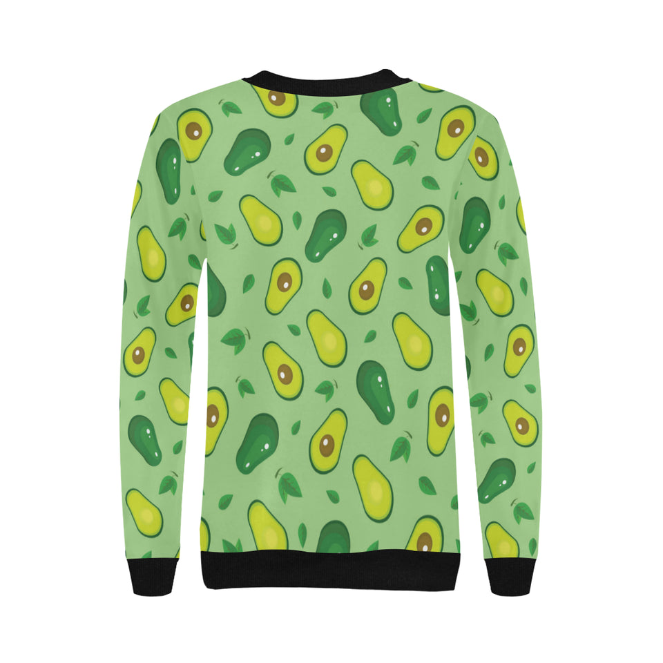 Avocado pattern green background Women's Crew Neck Sweatshirt