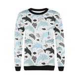 Cute dolphins Childish Style pattern Women's Crew Neck Sweatshirt