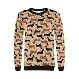 Dachshund floral background Women's Crew Neck Sweatshirt
