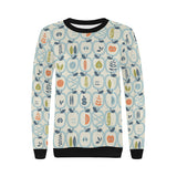 apples leaves pattern Women's Crew Neck Sweatshirt