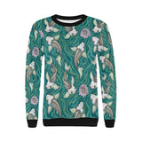 Koi Fish Carp Fish lotus pattern Women's Crew Neck Sweatshirt
