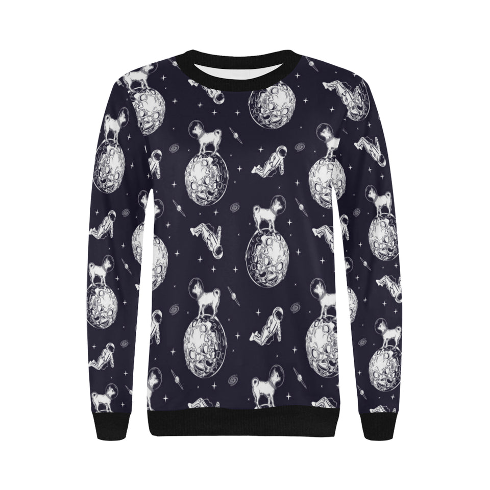 Chihuahua space helmet. astronaut pattern Women's Crew Neck Sweatshirt