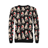 Christmas Pugs Santa_s red cap pattern Women's Crew Neck Sweatshirt
