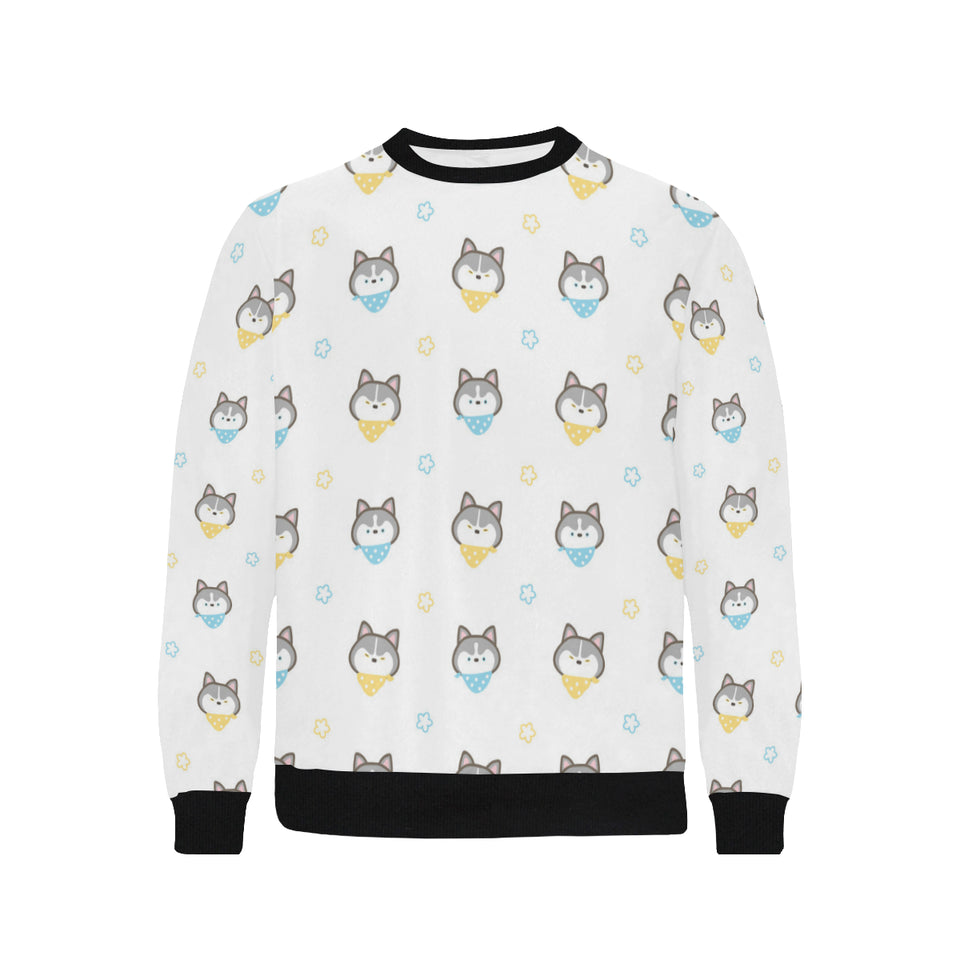 Cute Siberian Husky pattern Men's Crew Neck Sweatshirt
