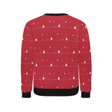 Christmas tree star snow red background Men's Crew Neck Sweatshirt
