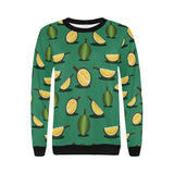Durian pattern green background Women's Crew Neck Sweatshirt