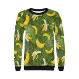 Banana Palm Leaves pattern Women's Crew Neck Sweatshirt