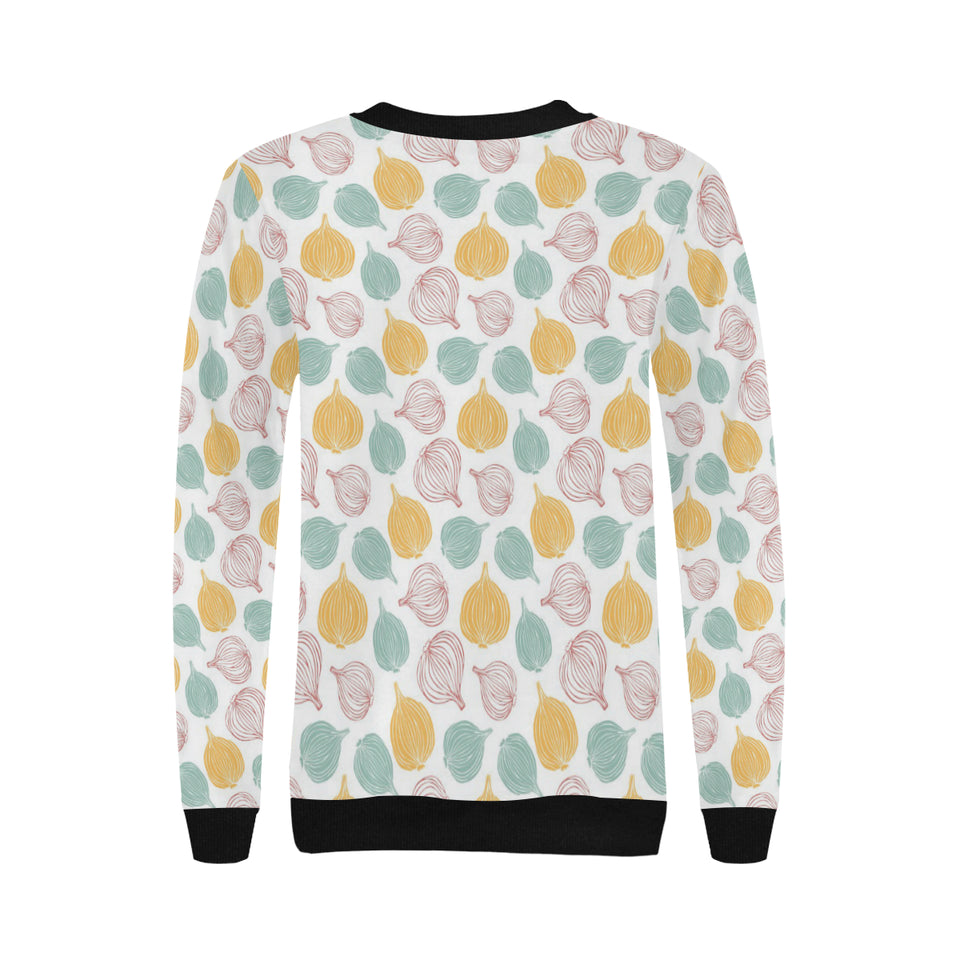 colorful onions white background Women's Crew Neck Sweatshirt
