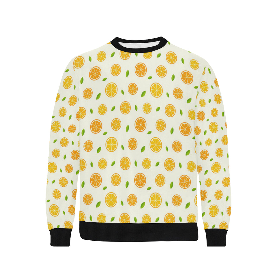 oranges leaves pattern Men's Crew Neck Sweatshirt