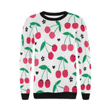 cherry pattern white background Women's Crew Neck Sweatshirt