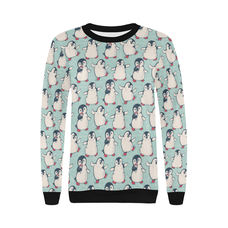 Cute Penguin pattern Women's Crew Neck Sweatshirt