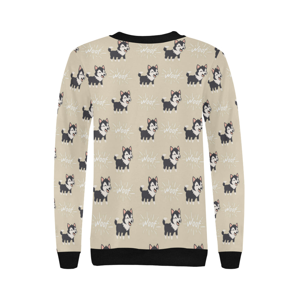 Cute Siberian Husky Women's Crew Neck Sweatshirt