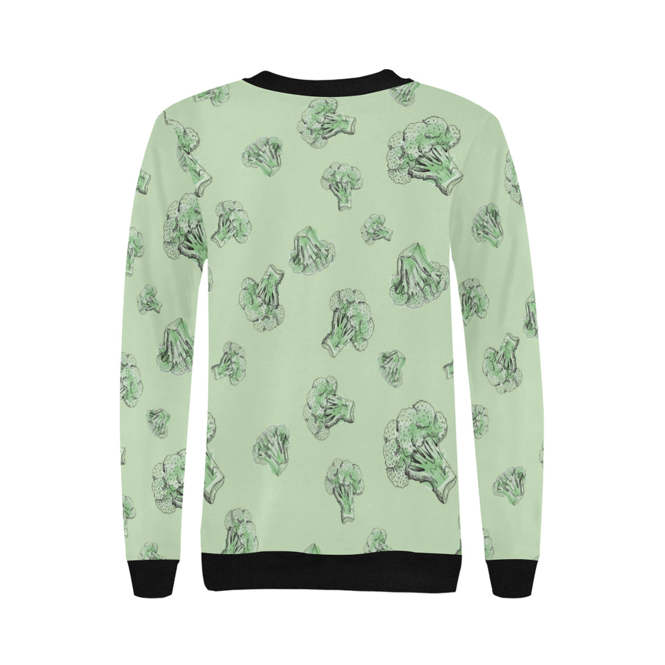 broccoli sketch pattern Women's Crew Neck Sweatshirt