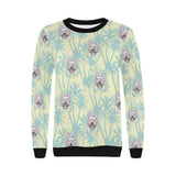 French bulldog hawaii blackground Women's Crew Neck Sweatshirt
