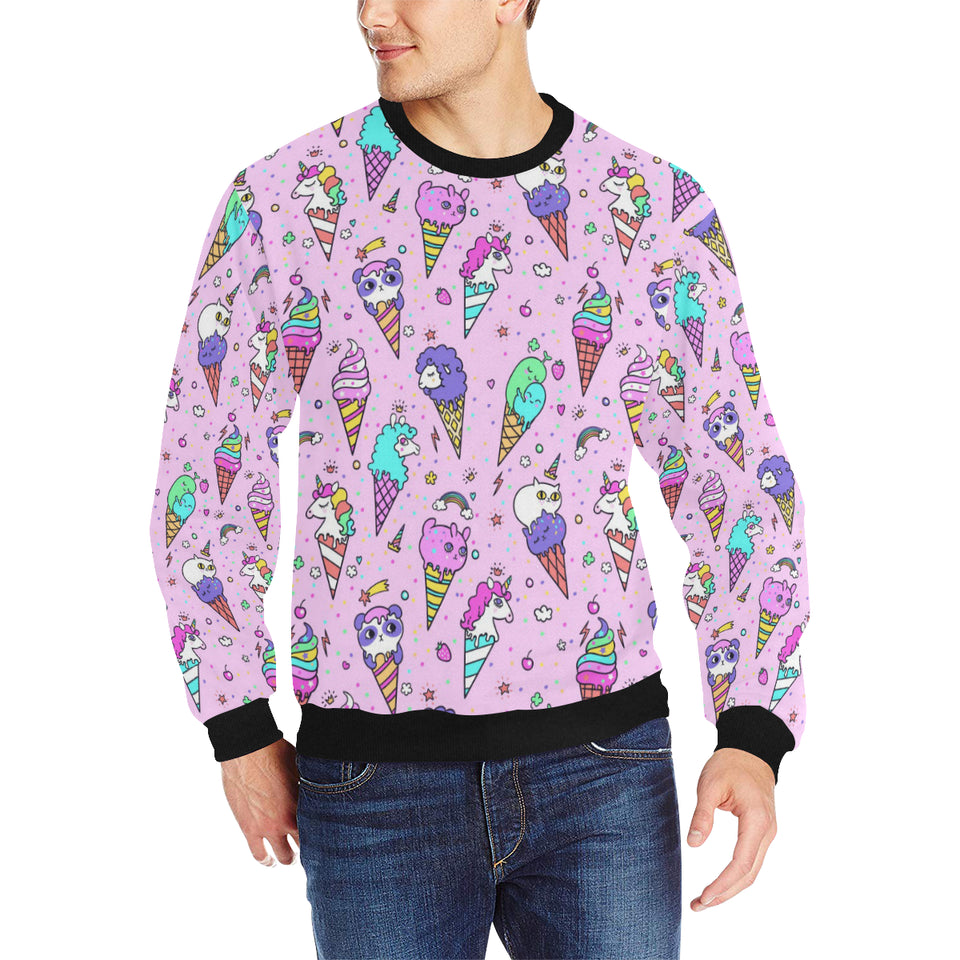 Cute ice cream cone animal pattern Men's Crew Neck Sweatshirt