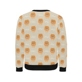 Cute brown pomeranian puppy on blue Men's Crew Neck Sweatshirt