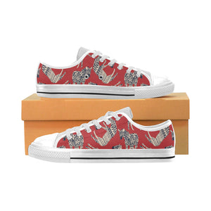 Zebra abstract red background Men's Low Top Shoes White