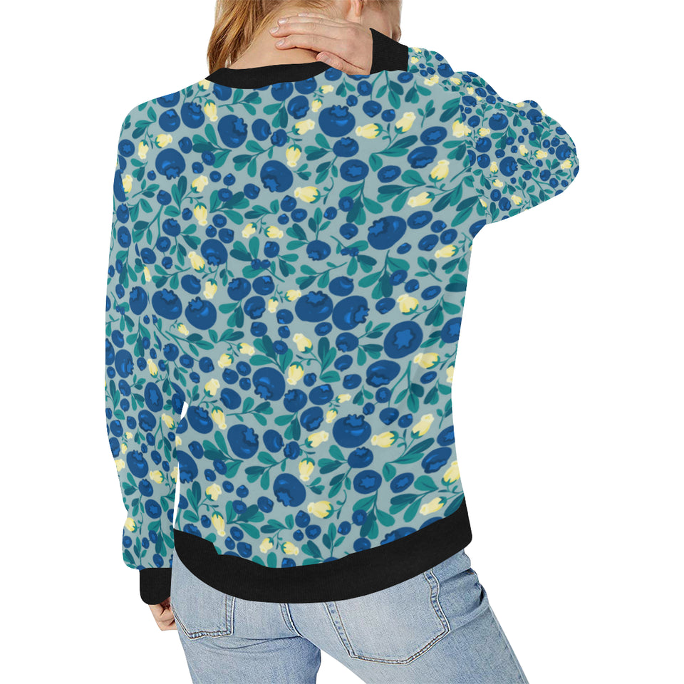 blueberry design pattern Women's Crew Neck Sweatshirt