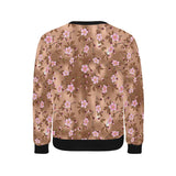 Pink sakura cherry blossom drak brown background Men's Crew Neck Sweatshirt