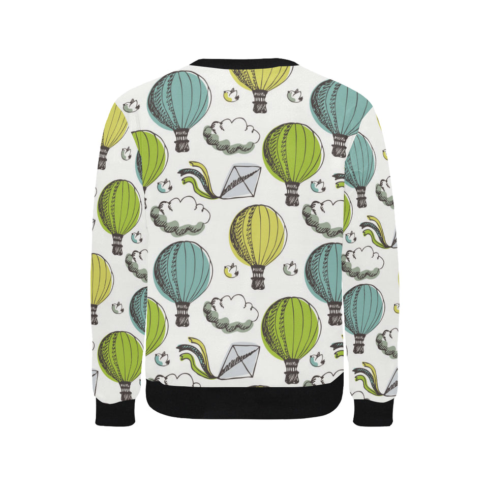 Hot Air Balloon Bird Cloud Pattern Men's Crew Neck Sweatshirt