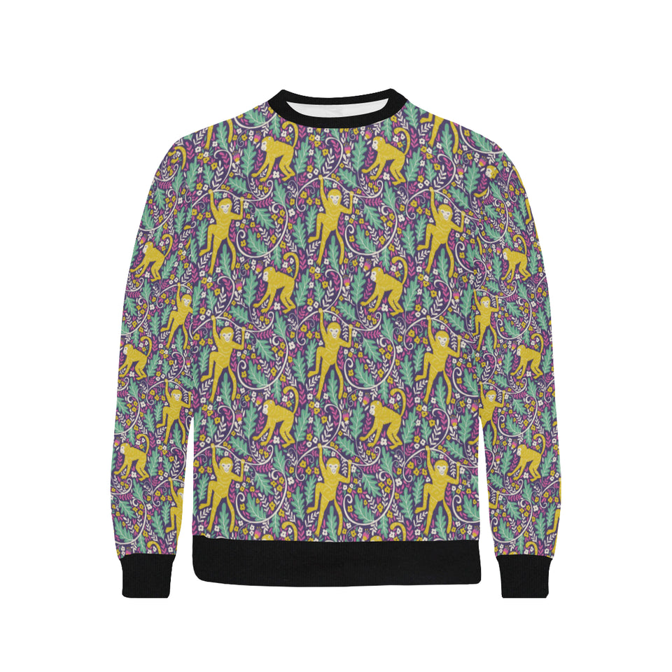 Cute yellow monkey leaves pattern Men's Crew Neck Sweatshirt