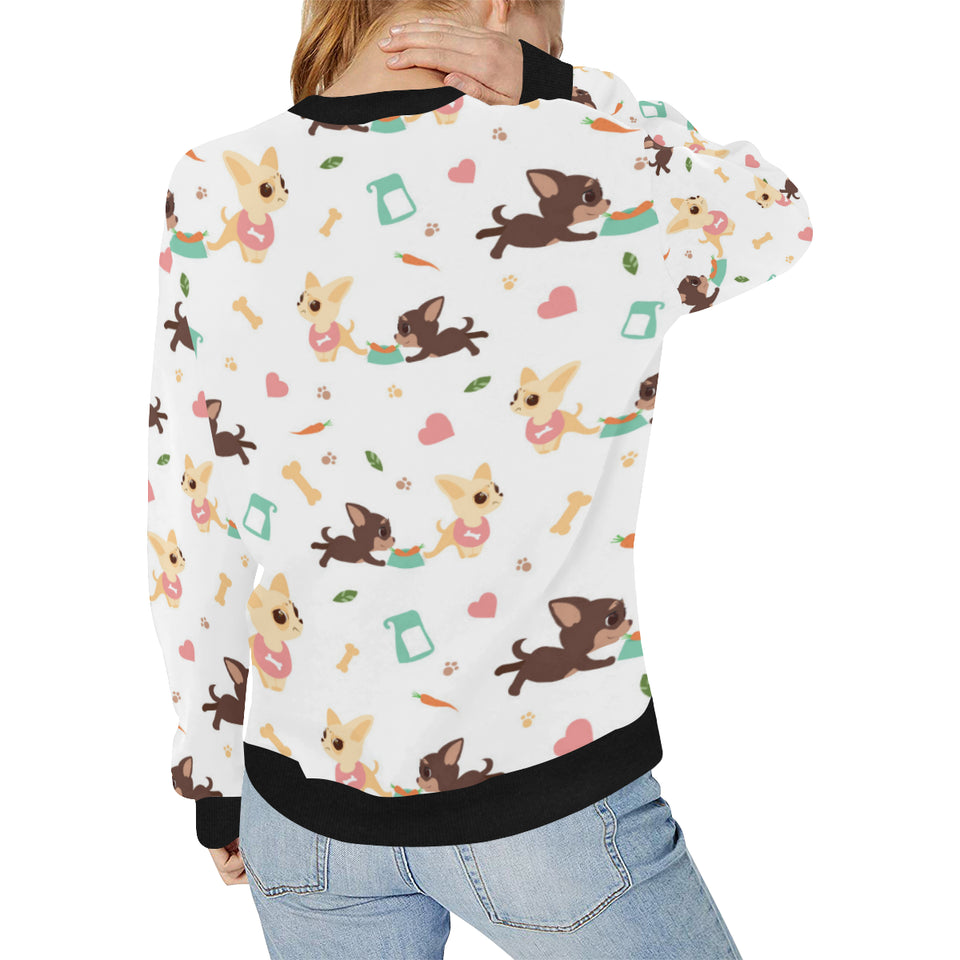 Cute Chihuahua puppie pattern Women's Crew Neck Sweatshirt