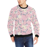 Japanese crane rose pattern Men's Crew Neck Sweatshirt