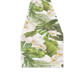 White orchid flower tropical leaves pattern Table Runner