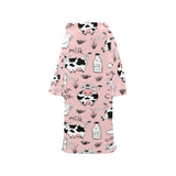 Cows milk product pink background Blanket Robe with Sleeves