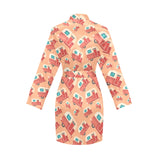 Camper Van Pattern Print Design 03 Women's Long Sleeve Belted Night Robe