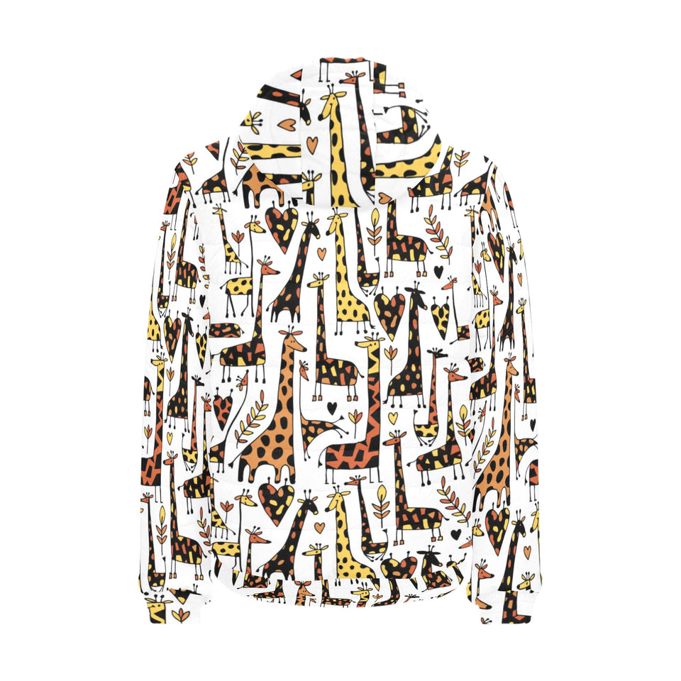 Giraffe Pattern Print Design 05 Men's Padded Hooded Jacket