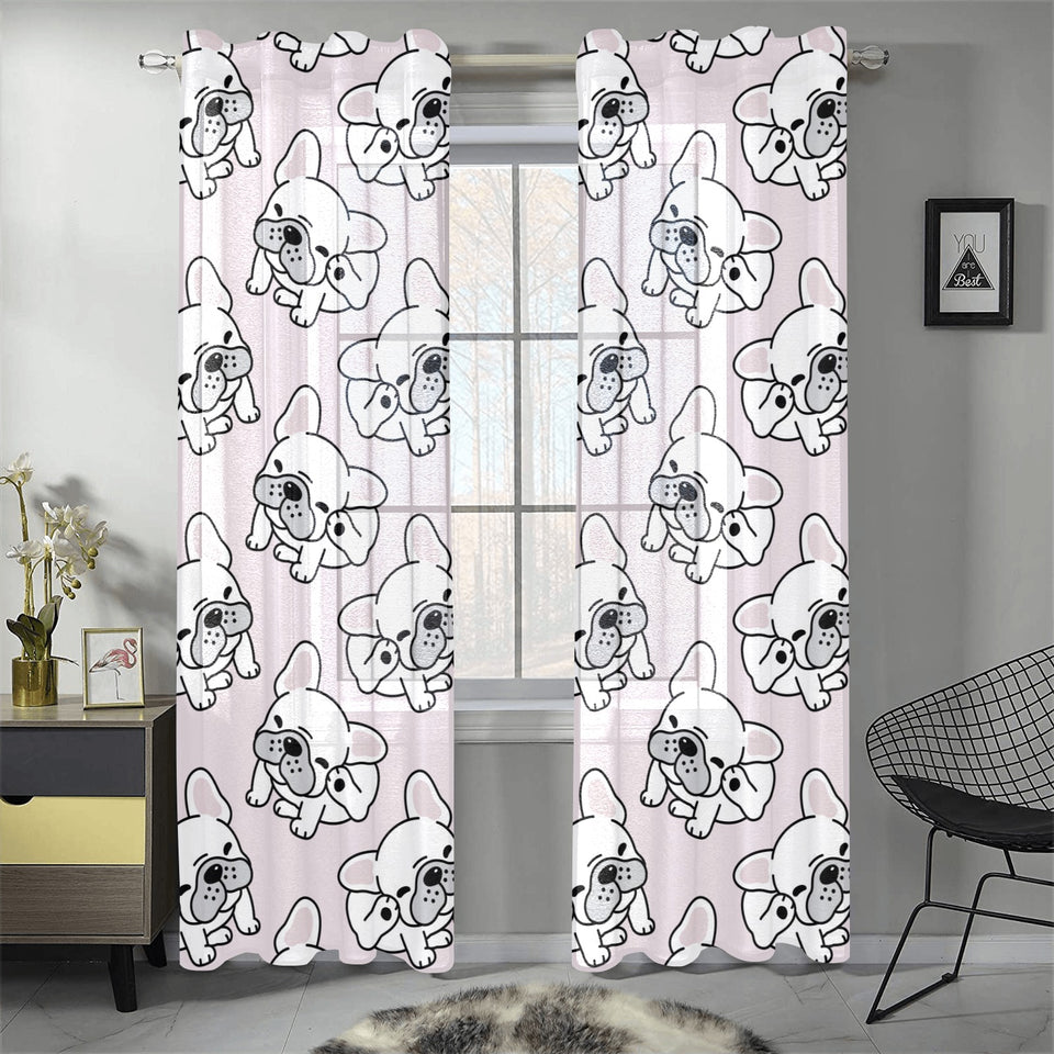 Cute french bulldog pattern Gauze Curtain