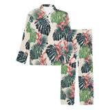 heliconia flowers, palm and monstera leaves Men's Long Pajama Set