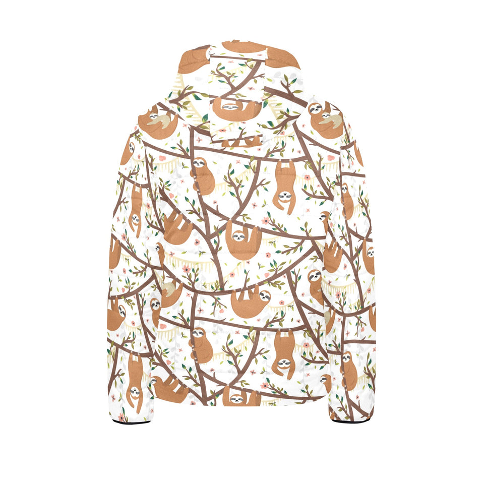 Sloths hanging on the tree pattern Kids' Boys' Girls' Padded Hooded Jacket